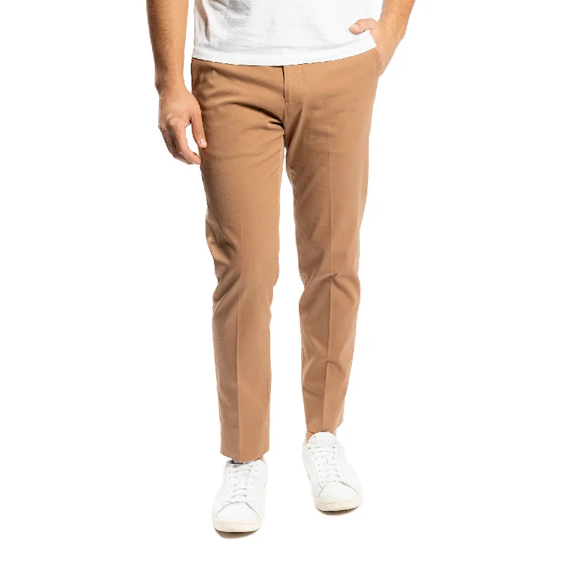 Men’s casual stretch trousers-Stretch Cotton Trousers - Tobacco