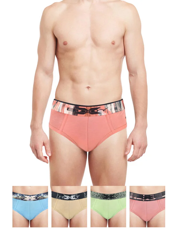 men's thermal underwear service-Body X Elaganza Solid Briefs Pack of 5 -BX34B-L-Assorted