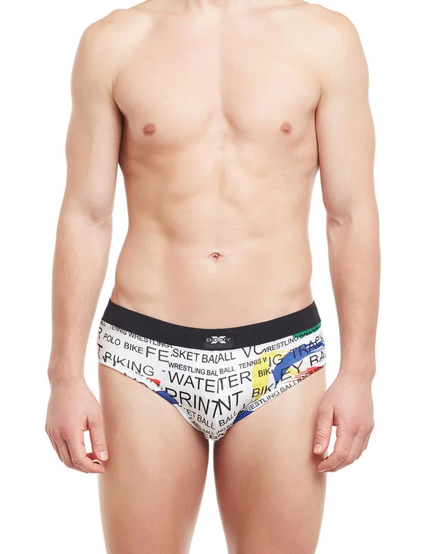 men's organic cotton underwear subscription-Body X Printed Briefs-BX06B White Print