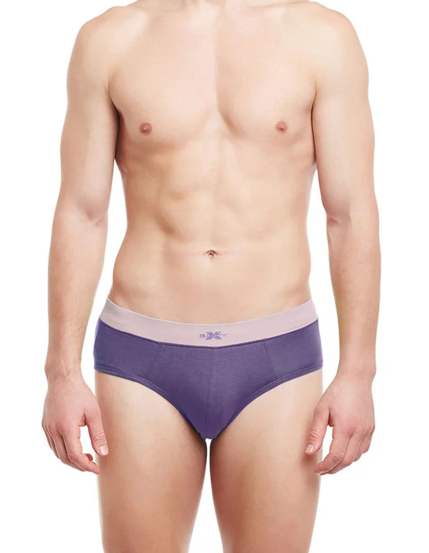 men's athletic underwear assortment-Body X Solid Briefs-BX07B-Purple