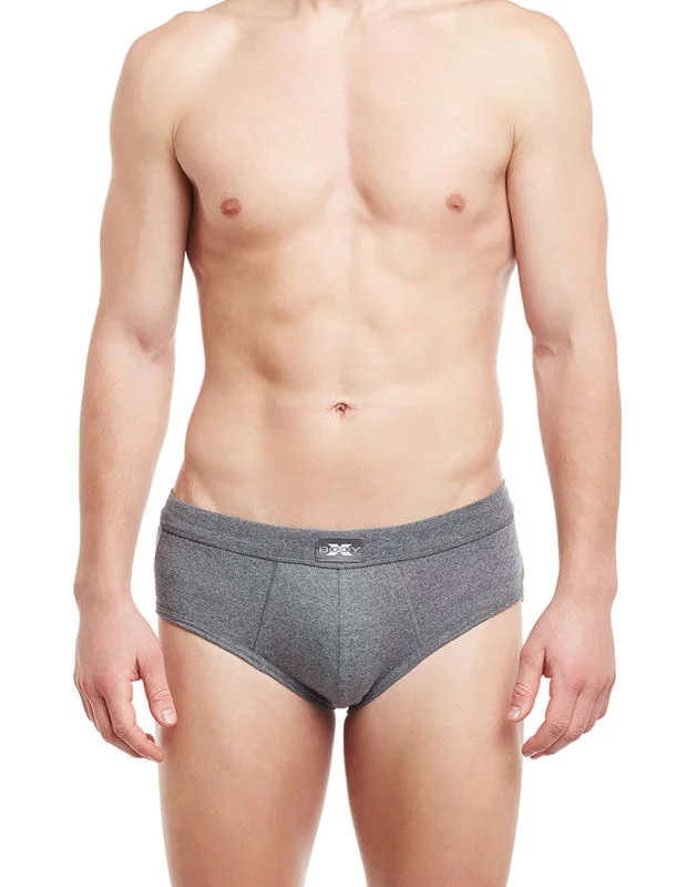 men's casual underwear monthly-Body X Solid Briefs-BX14B-Steel Grey