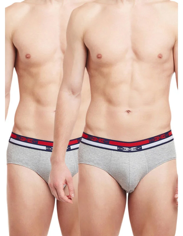 men's warm underwear pack-Body X Solid Briefs-Pack of 2-BX12B-Grey Melange