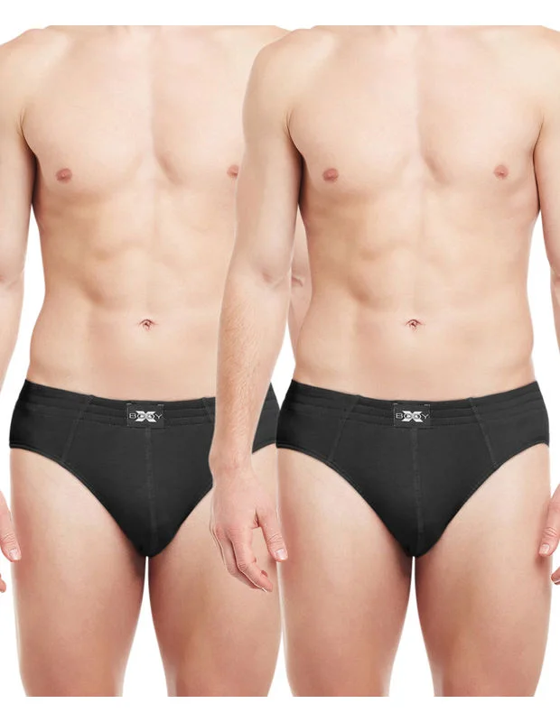 men's breathable underwear set-Body X Solid Briefs-Pack of 2-BX13B-Black