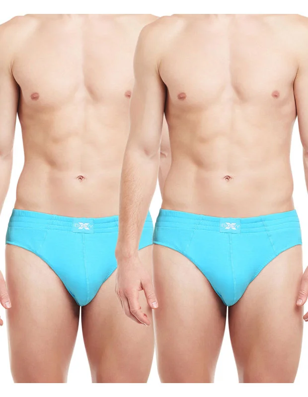 men's patterned briefs for flair-Body X Solid Briefs-Pack of 2-BX13B-Turquoise