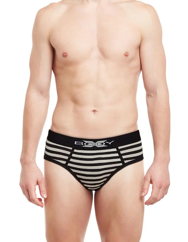 men's performance underwear monthly-Body X Striped Briefs-BX03B Black