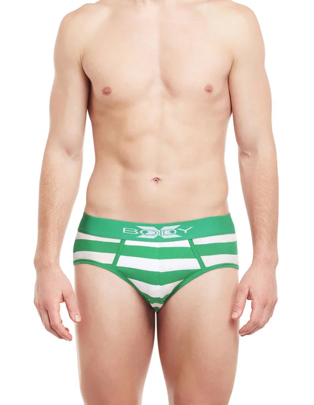 men's seamless underwear service-Body X Striped Briefs-BX03B Green-Stripe