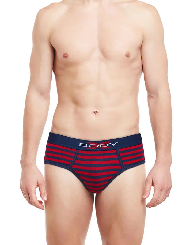 men's breathable underwear discount-Body X Striped Briefs-BX03B Navy