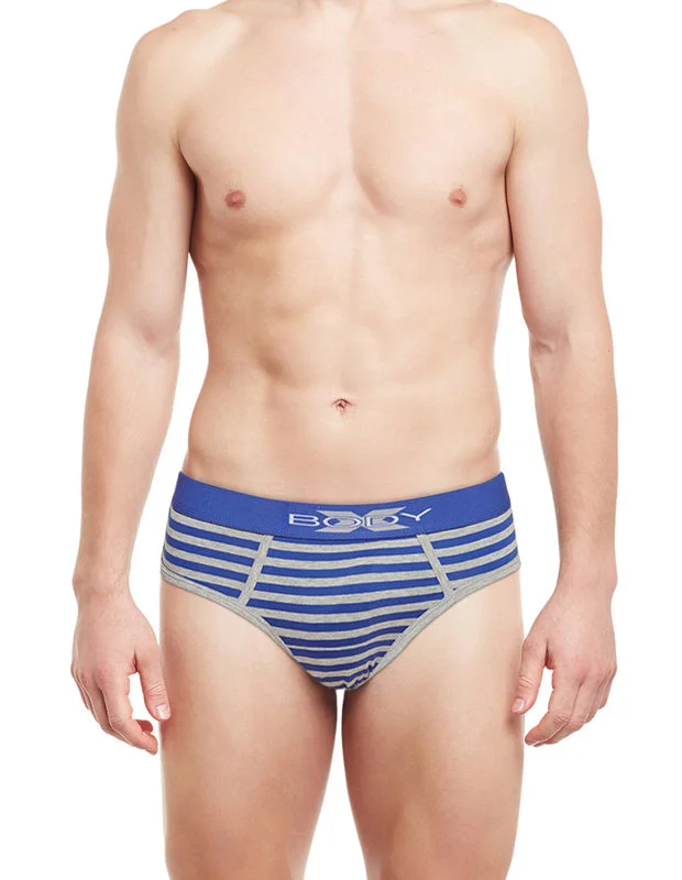 men's silk underwear monthly-Body X Striped Briefs-BX03B Royal Blue