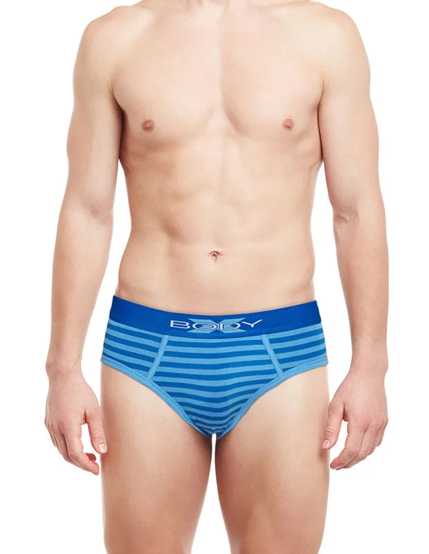 men's designer underwear monthly-Body X Striped Briefs-BX03B S.Blue