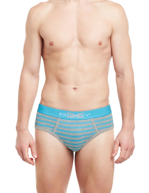 men's anti-slip underwear bundle-Body X Striped Briefs-BX03B Turquoise