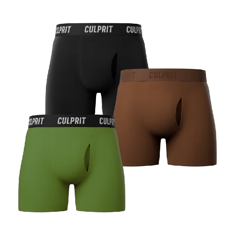 men's organic cotton underwear offer-Boxer Brief w/ fly N°9 Bundle 3-Pack