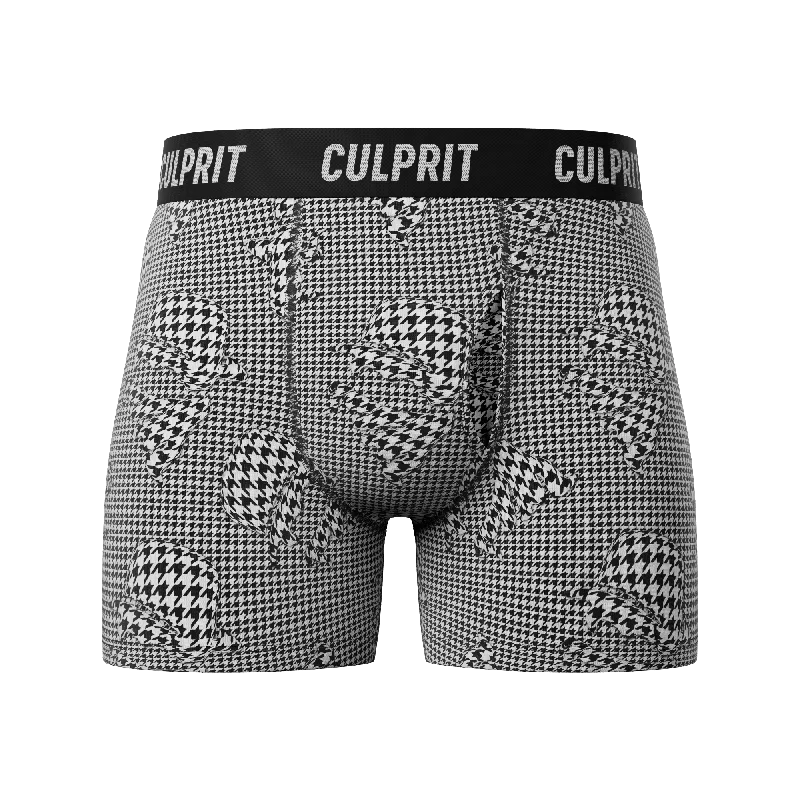 men's plain underwear pack-Houndstooth 🐺 Boxer Briefs w' fly