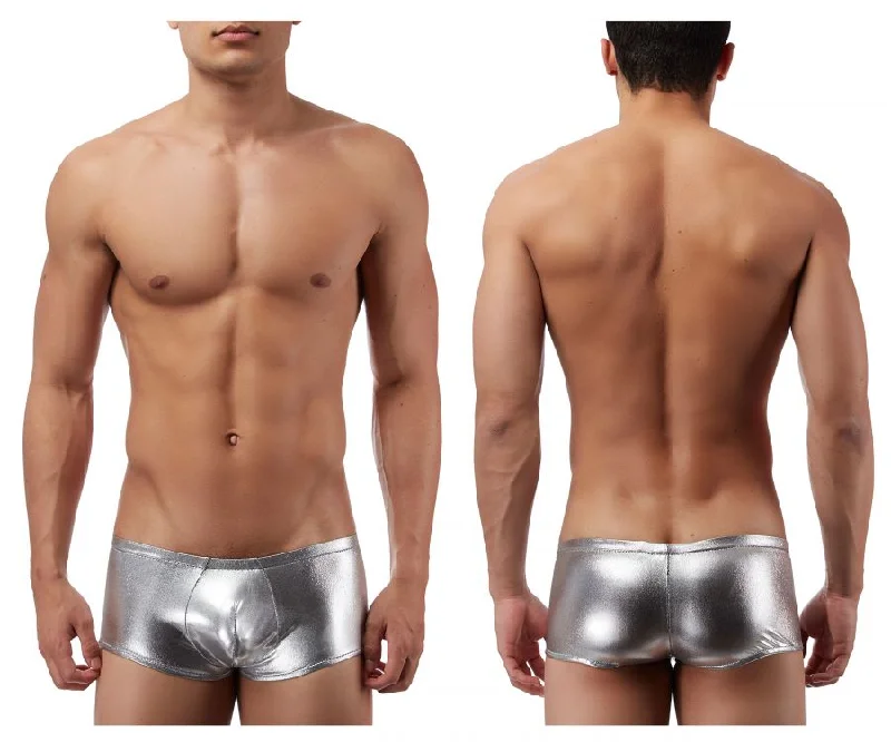 men's eco-friendly underwear multipack-Male Power 153070 Heavy Metal Mini Short Boxer Briefs Color Silver