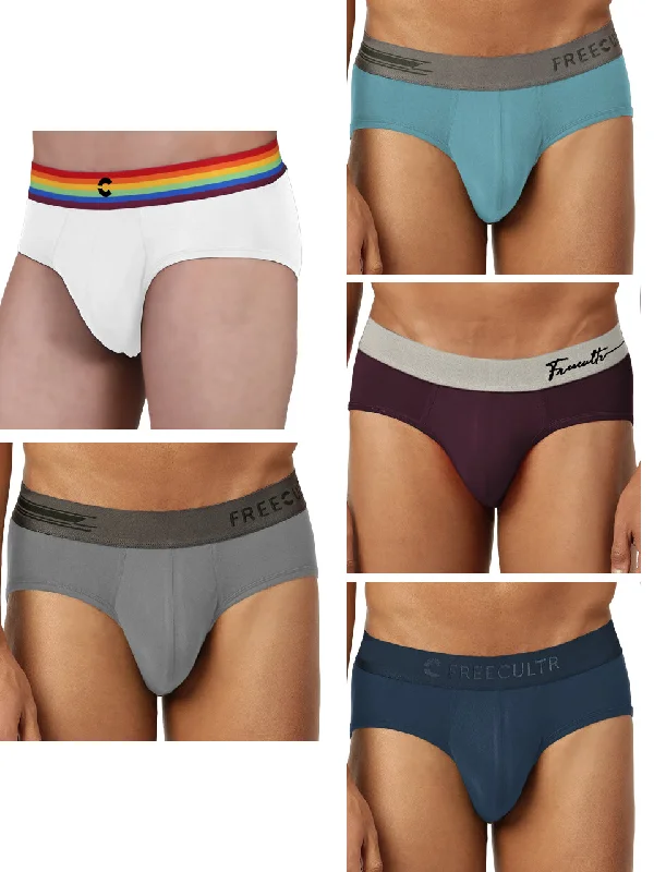 men's silk underwear collection-Anti-Bacterial Micro Modal Briefs With Pride (Pack of 5)