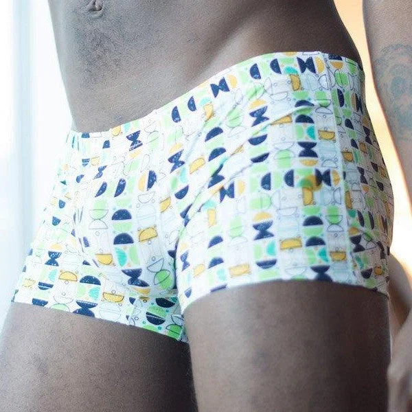 men's athletic underwear promotion-Green Circles Mini Boxer Briefs