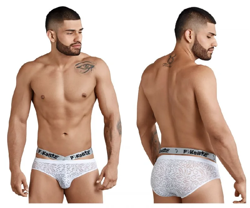 men's silk boxer shorts for elegance-Pikante PIK 8709 Frenzy Briefs Color White