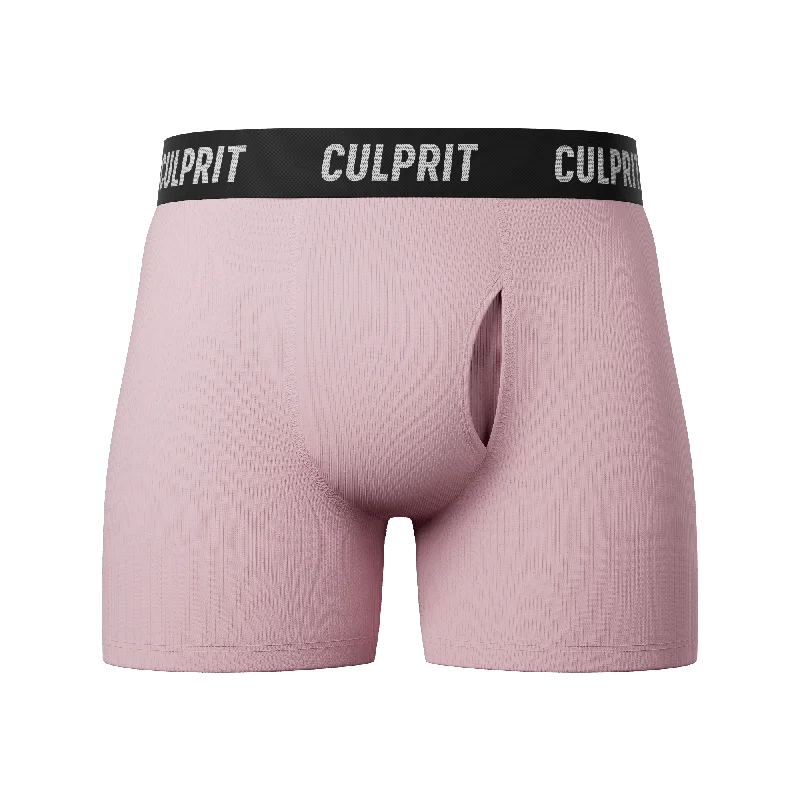 men's affordable underwear set-Pink Ribbed Boxer Briefs w/ fly