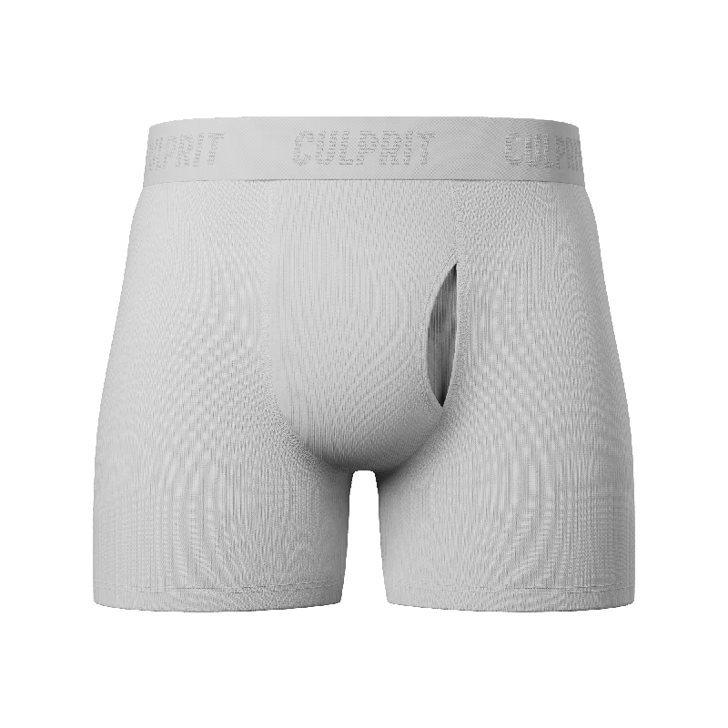 men's bamboo underwear sale-White Hot Ribbed Boxer Briefs w/ fly