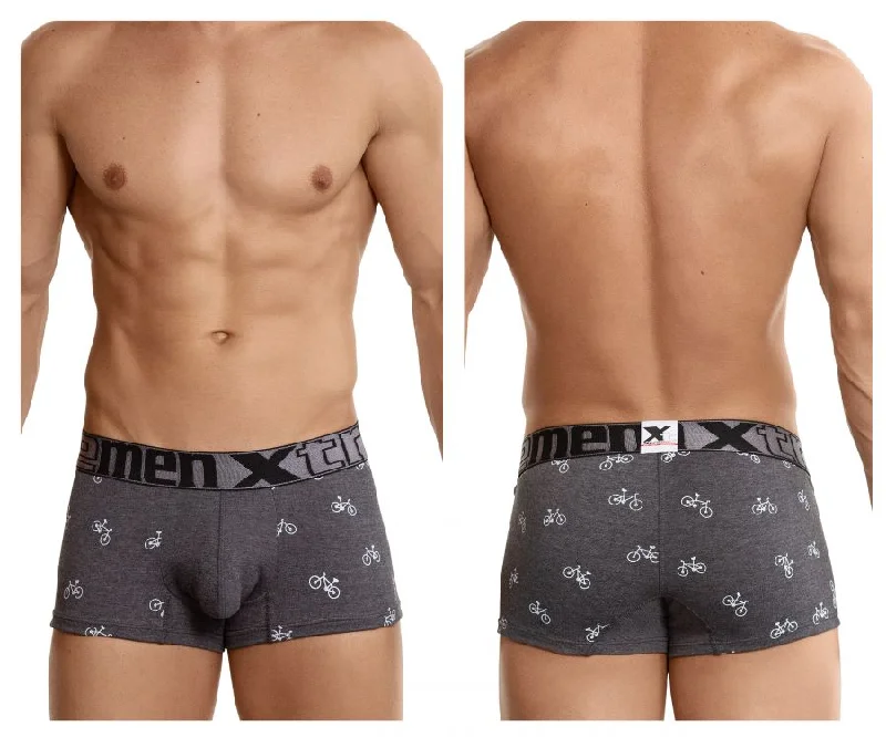 men's everyday underwear subscription-Xtremen 51437C Cycling Print Boxer Briefs Color Dark Gray