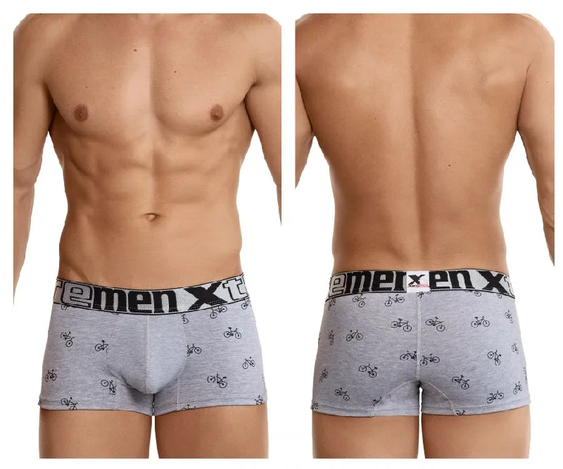 men's seamless underwear service-Xtremen 51437C Cycling Print Boxer Briefs Color Light Gray