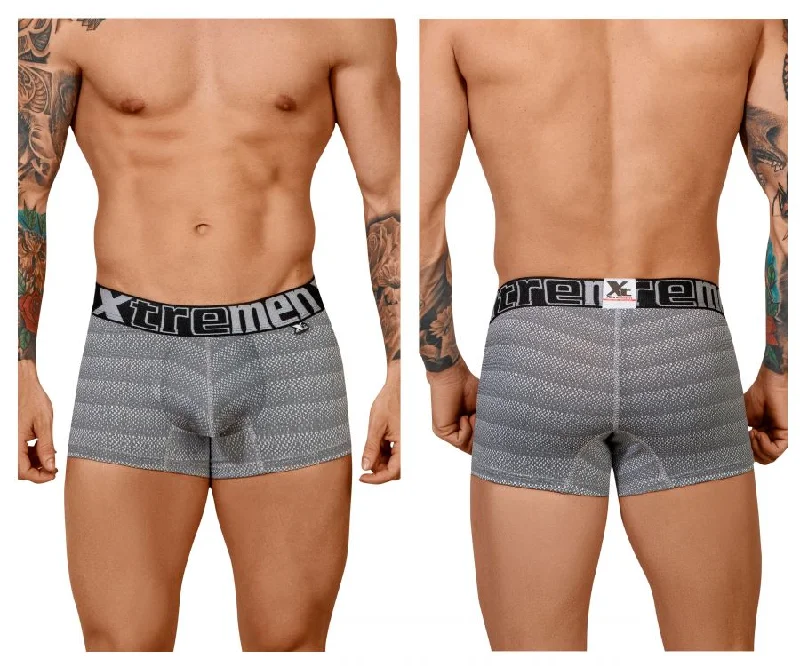 men's cotton underwear subscription-Xtremen 51449C Geometric Jacquard Trunk Color Gray