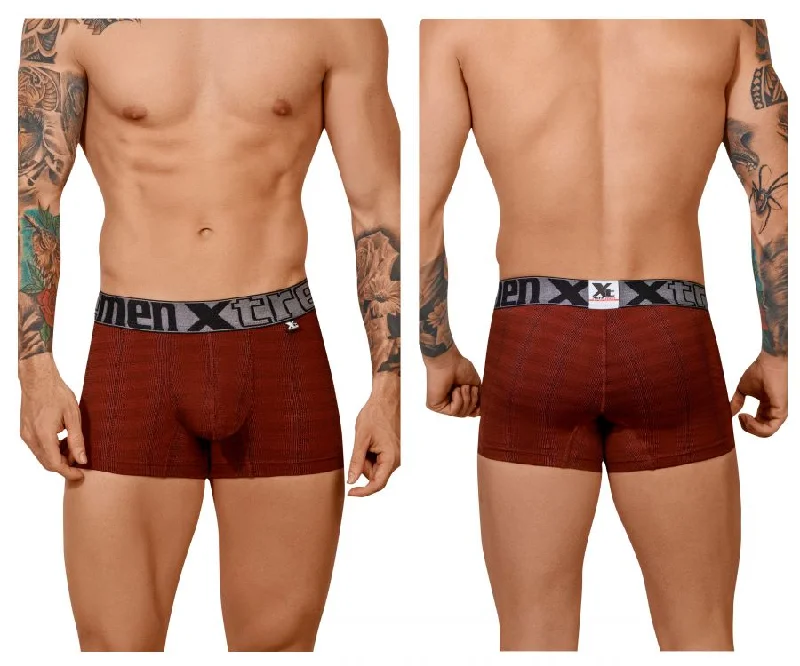 men's eco-friendly underwear service-Xtremen 51451C Geometric Jacquard Trunk Color Red